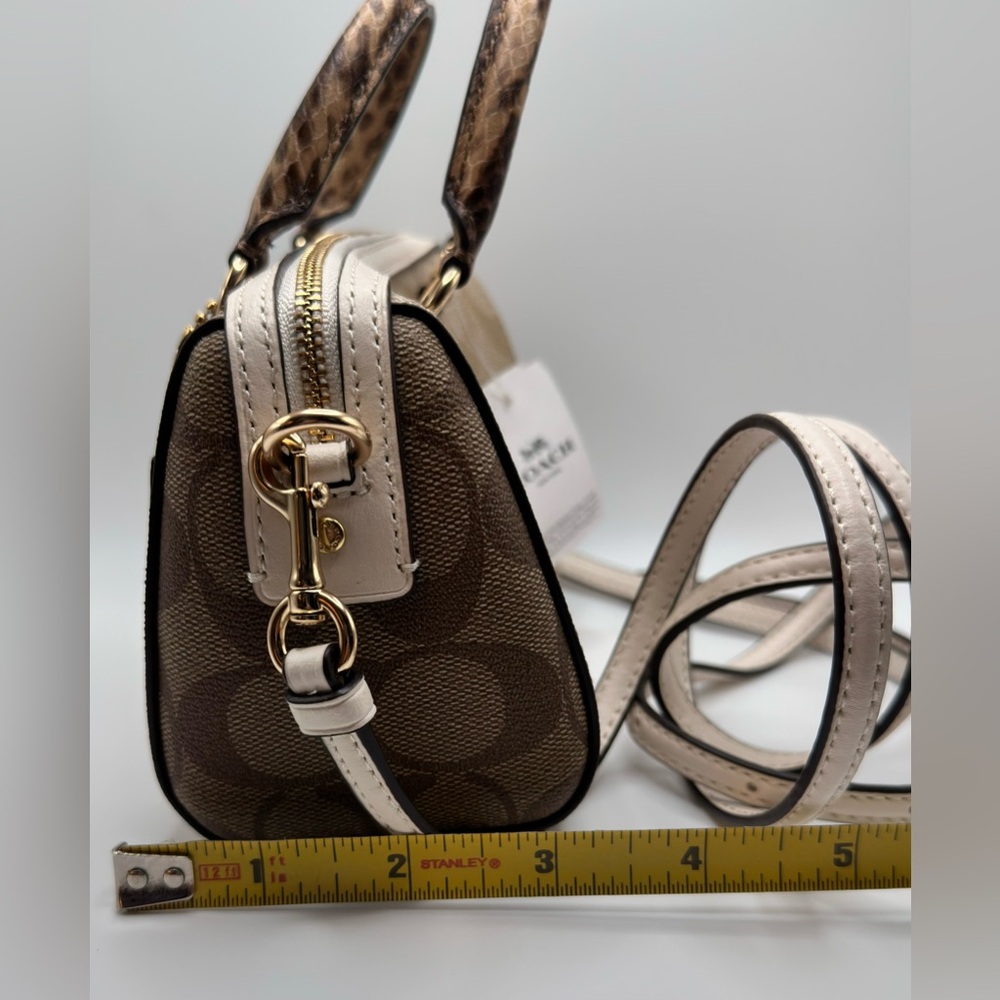 Coach NEW! Mini Rowan Signature Tan and Cream Canvas Crossbody Purse - Picture 16 of 16